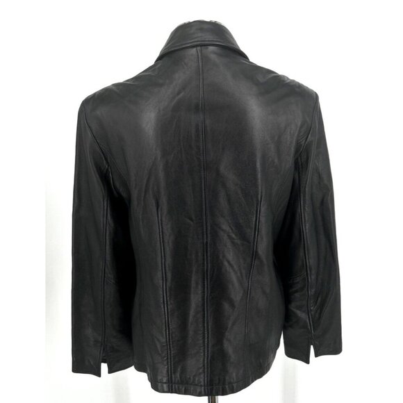 Gallery Womens Leather Black Jacket Blazer Sz L Soft Pockets Zip Front - Picture 6 of 8